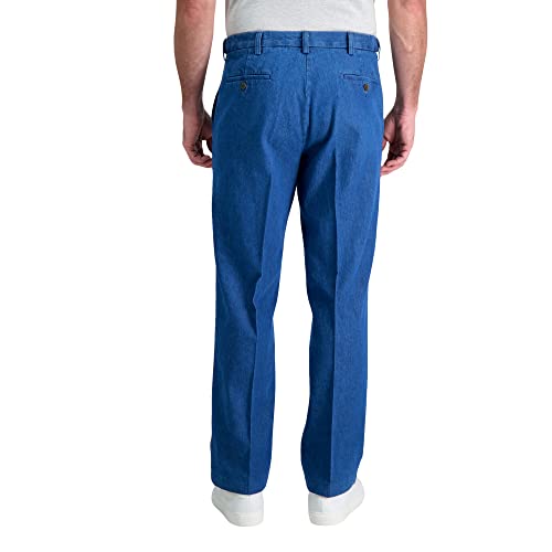 Haggar mens Casual Classic Fit Denim Trouser Pant - Regular and Big & Tall Sizes jeans, Medium Stonewash, 40W x 29L US - Image 2