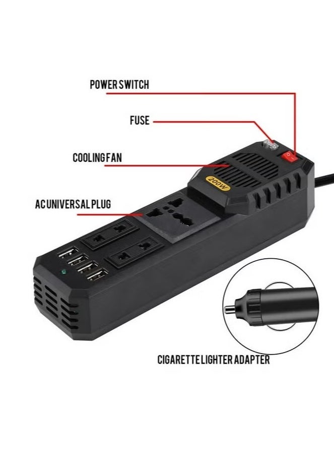 ELTRAZONE - 200W Power Inverter DC 12V to 220V AC Car Power Inverter – High Capacity, Compact Voltage Converter for Laptops, Smartphones & Electronic Devices – Reliable and Portable Power Solution for Vehicles - Image 1