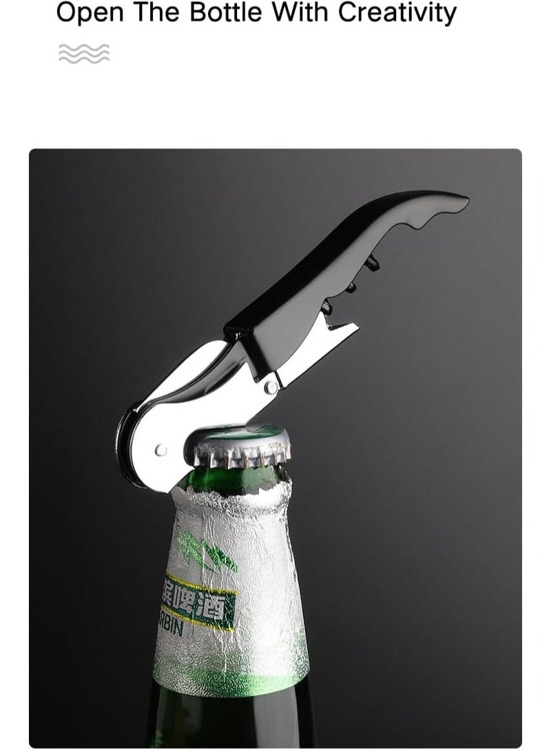 Stainless Steel Wine Cap Opener Black/Silver 4.7x0.8inch  - Image 5