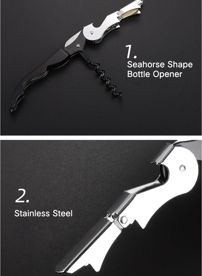 Stainless Steel Wine Cap Opener Black/Silver 4.7x0.8inch  - Image 3