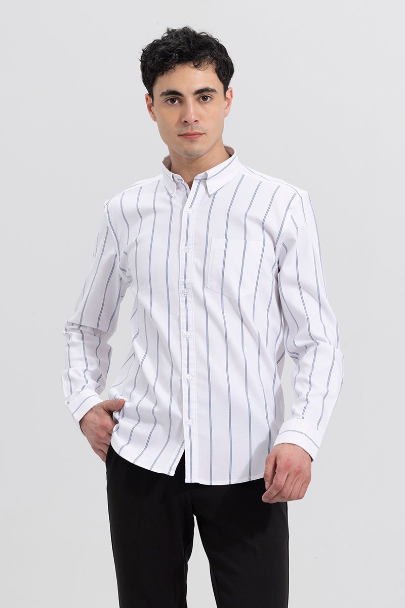 سنيتش قميص أبيض مخطط بخيوط - Image 5