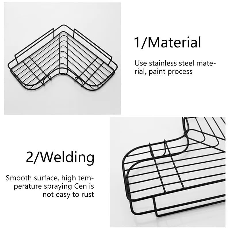 Arena Bathroom Organiser Without Drill Metal Bathroom Organizer for Washroom Storage Organizer Shelf Adhesive Bathroom Shelf & Bathroom Shelves for Home Bathroom Accessories (Black, Pack of 1) - Image 5