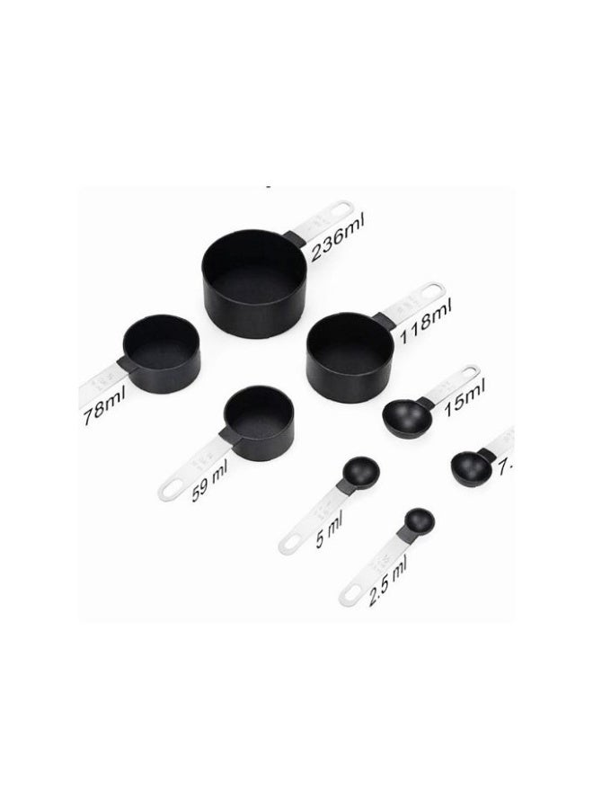 Measuring Cups and Spoons Set of 8, Stainless Steel Handles Stackable Precision Large Spoon for Measuring Dry and Liquid Ingredients, Plastic Head Teaspoon (Black) - Image 3