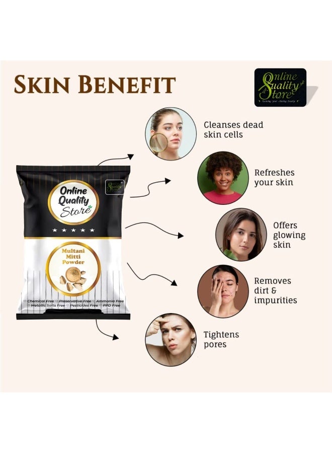 Online Quality Store herbal powder combo for hair and face (Multani mitti powder)-100g |Natural Multani Mitti powder for Face Pack | Fuller's Earth, Bentonite Clay - Image 3