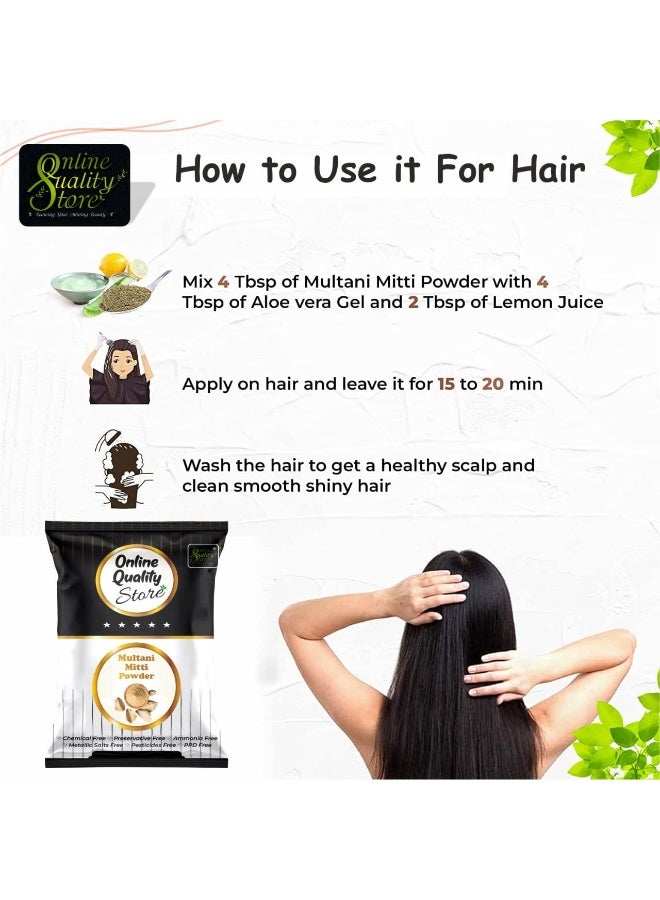 Online Quality Store herbal powder combo for hair and face (Multani mitti powder)-100g |Natural Multani Mitti powder for Face Pack | Fuller's Earth, Bentonite Clay - Image 2