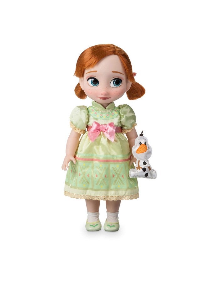 Disney Store Official Animators' Collection Anna Doll, Frozen, 16 Inches, Includes Olaf with Molded Details, Fully Posable Toy in Satin Dress - Suitable for Ages 3+ Toy Figure - Image 1