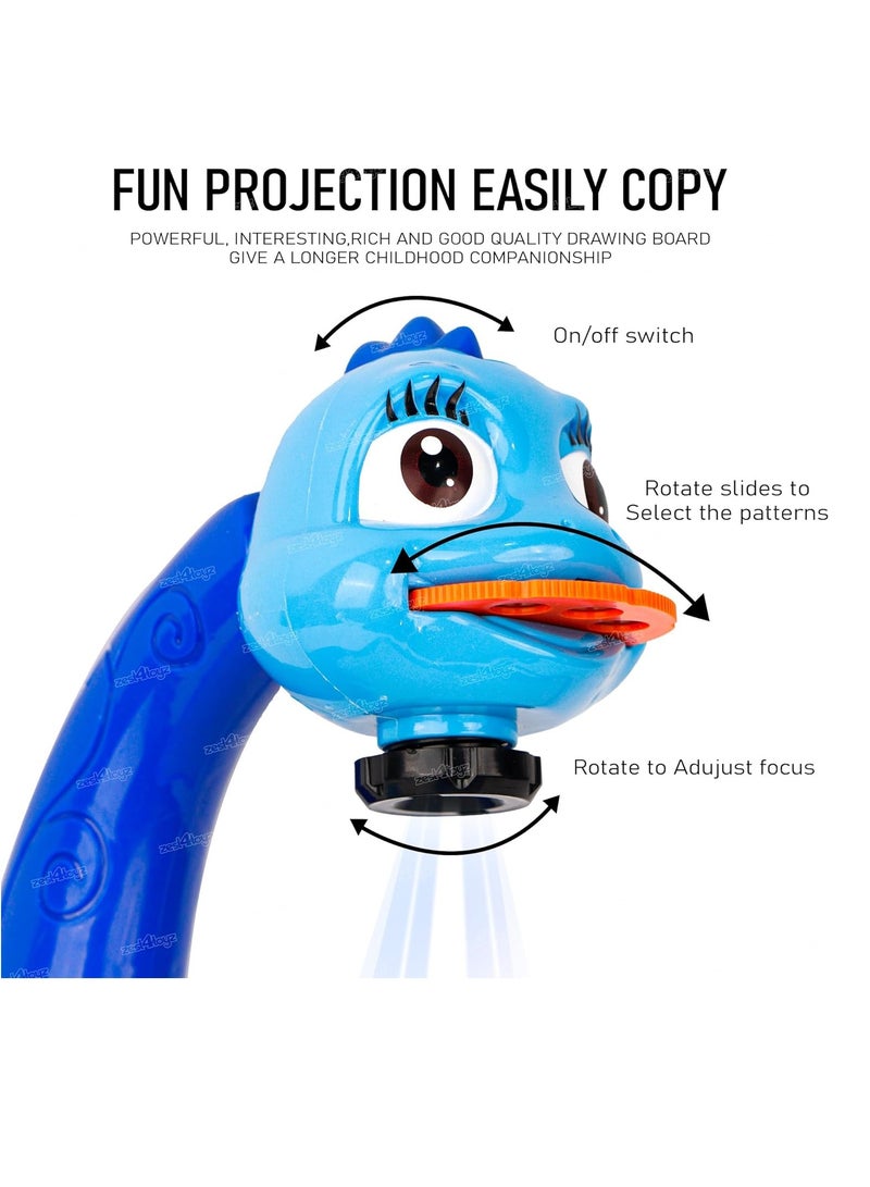 Plastic Projector Painting Game With 24 Different Patterns 12 Water Pens 3 lanten 1book Blue Color Plastic Projector Big Size 3 Years And Above  - Image 4