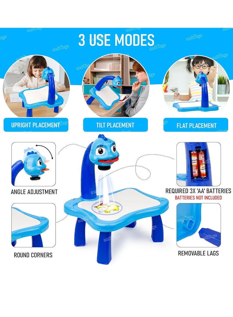 Plastic Projector Painting Game With 24 Different Patterns 12 Water Pens 3 lanten 1book Blue Color Plastic Projector Big Size 3 Years And Above  - Image 3