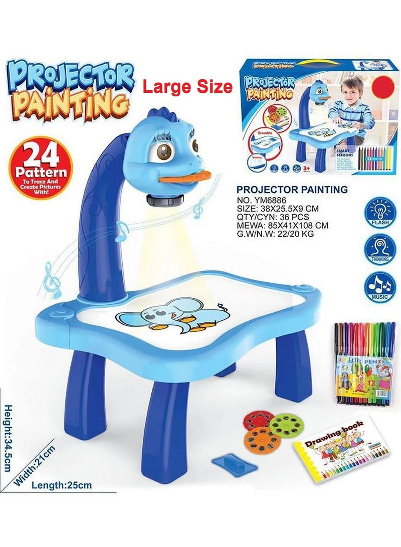 Plastic Projector Painting Game With 24 Different Patterns 12 Water Pens 3 lanten 1book Blue Color Plastic Projector Big Size 3 Years And Above  - Image 5