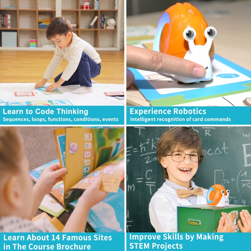 Robobloq Robobloq Qobo Coding Robot for Kids 3+  Screen-Free  Coding Pets with 30 Programming Card  USB Charging  Preschool STEM Learning Activities Toys for Toddlers  Educational Kits Gift for Boys & Girlss  - Image 5