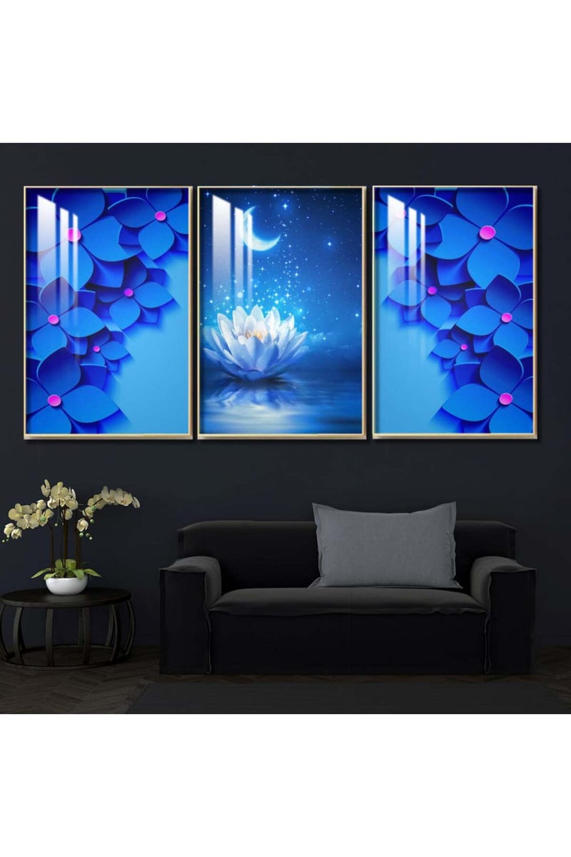 Marktna Three wooden wall painting with a frame and a clear acrylic layer - Image 1