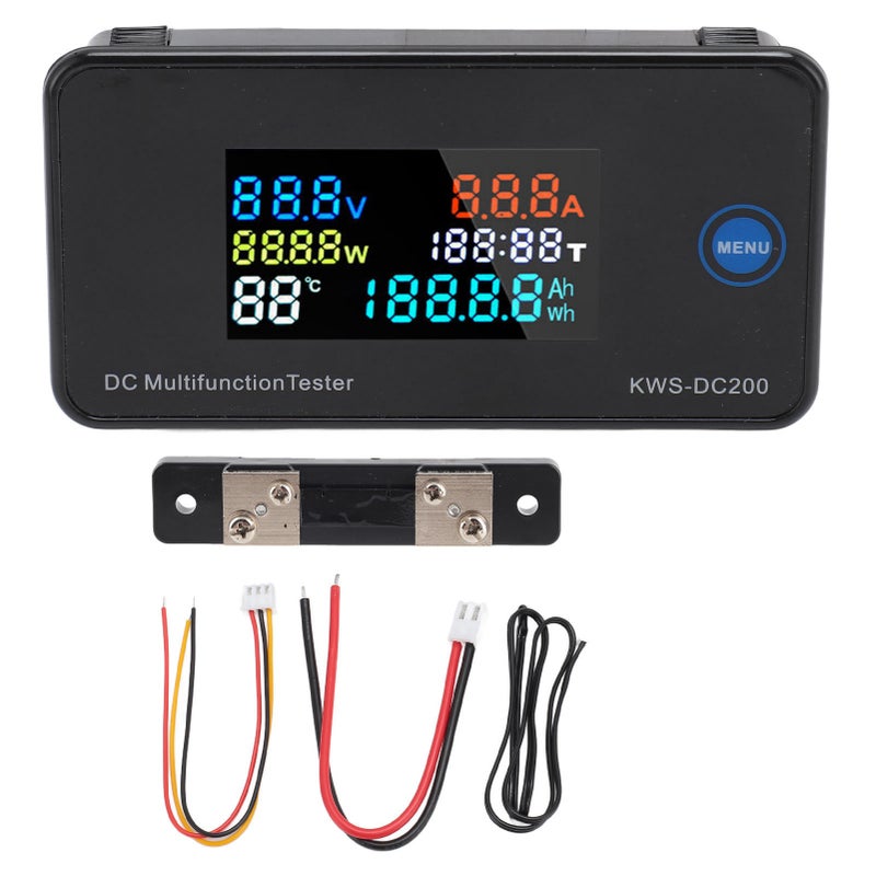 DC Digital Voltmeter Ammeter: 8‑120V Direct Power 0‑200V External Power, Full View Color LCD Screen - Wear Proof ABS Case, Multi Function Meter for Electrical Testing & DC Circuit Monitoring - Image 1