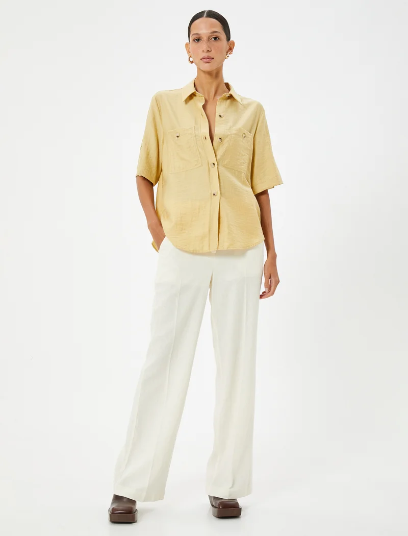 KOTON Wide Leg Linen Pants