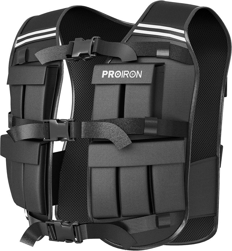 PROIRON Adjustable Weighted Vest, 20 Weight Packs, Weight Jacket Men Women with Reflective Stripe for Running Strength Training Workout Jogging Walking Home Gym Fitness Cardio Weight Loss, Black - Image 1