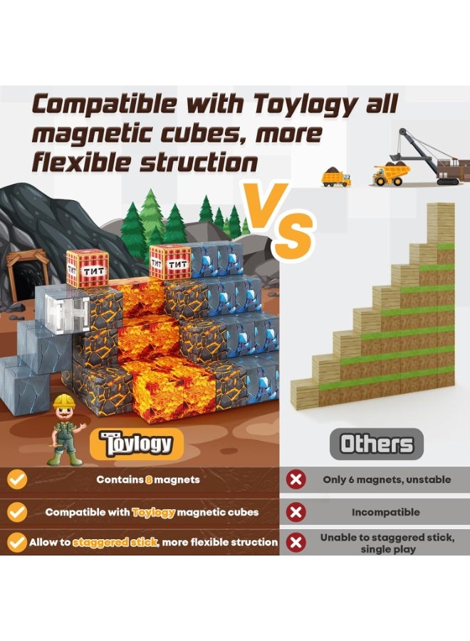 Toylogy 72 قطعة كتل مغناطيسية - بناء عالم المغناطيس سيف إصدار مناجم سيف كهوف المغناطيس أدوات صف دراسي ضرورية ألعاب للأطفال من الأولاد والبنات أعمار 3-4 4-5 6-8، ألعاب حسية مونتيسوري للأطفال من 3 سنوات وما فوق - Image 3
