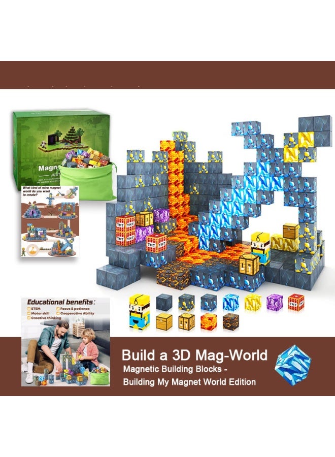 Toylogy 72 قطعة كتل مغناطيسية - بناء عالم المغناطيس سيف إصدار مناجم سيف كهوف المغناطيس أدوات صف دراسي ضرورية ألعاب للأطفال من الأولاد والبنات أعمار 3-4 4-5 6-8، ألعاب حسية مونتيسوري للأطفال من 3 سنوات وما فوق - Image 2
