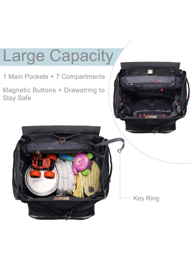 Hafmall Diaper Bag, Waterproof Multi-Function Travel Baby Backpack Diaper Bag with Insulated Pockets, Stylish & Durable (Black) - Image 2