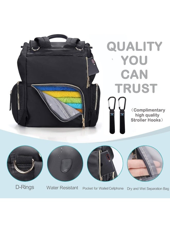 Hafmall Diaper Bag, Waterproof Multi-Function Travel Baby Backpack Diaper Bag with Insulated Pockets, Stylish & Durable (Black) - Image 3