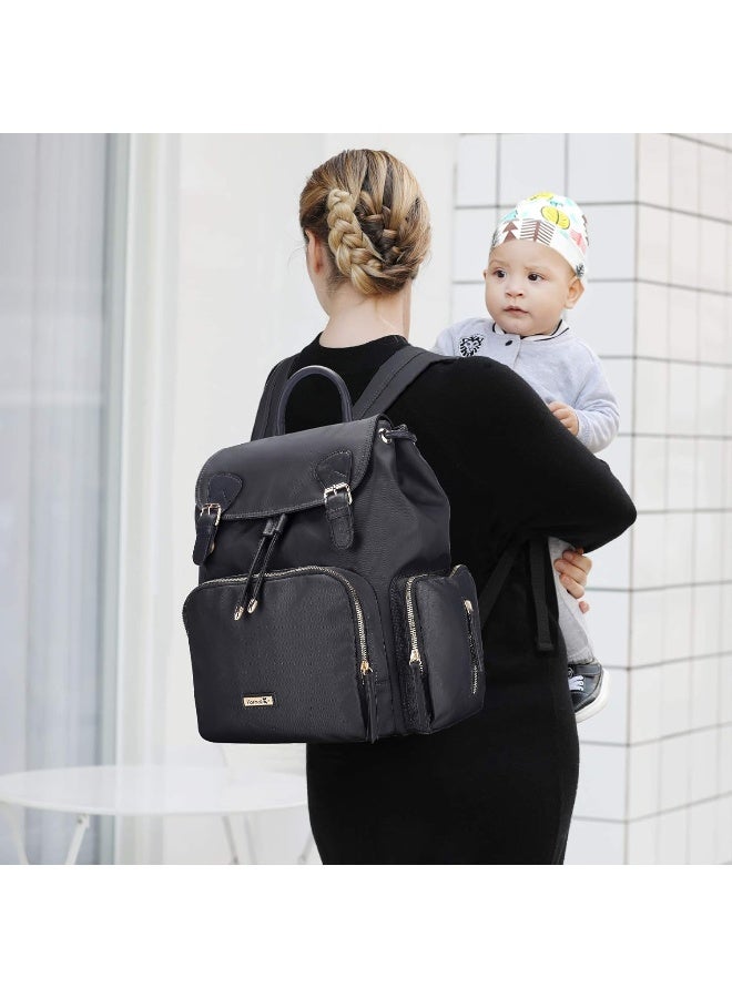 Hafmall Diaper Bag, Waterproof Multi-Function Travel Baby Backpack Diaper Bag with Insulated Pockets, Stylish & Durable (Black) - Image 5