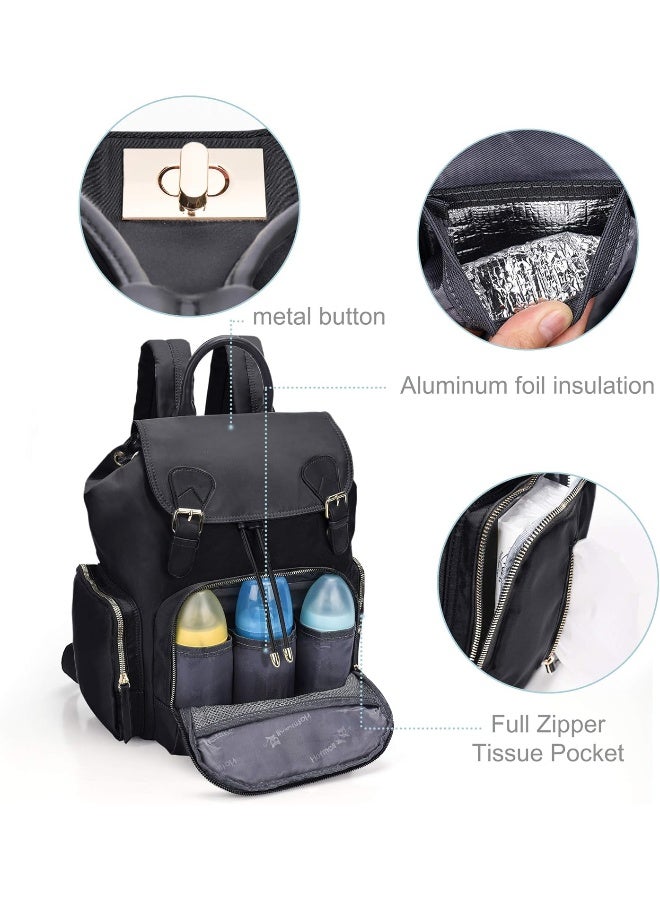Hafmall Diaper Bag, Waterproof Multi-Function Travel Baby Backpack Diaper Bag with Insulated Pockets, Stylish & Durable (Black) - Image 4