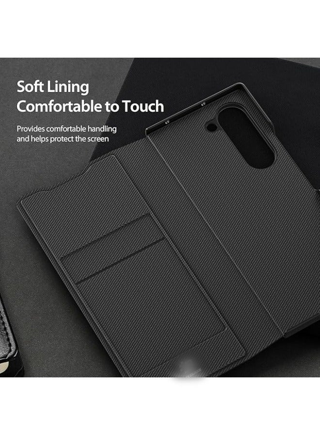 Flip Case for Galaxy Z Fold 6 2024 Case with Card Slot, Magnetic Leather Folio Bracket Case Shell for Z Fold 6 5G  - Image 5