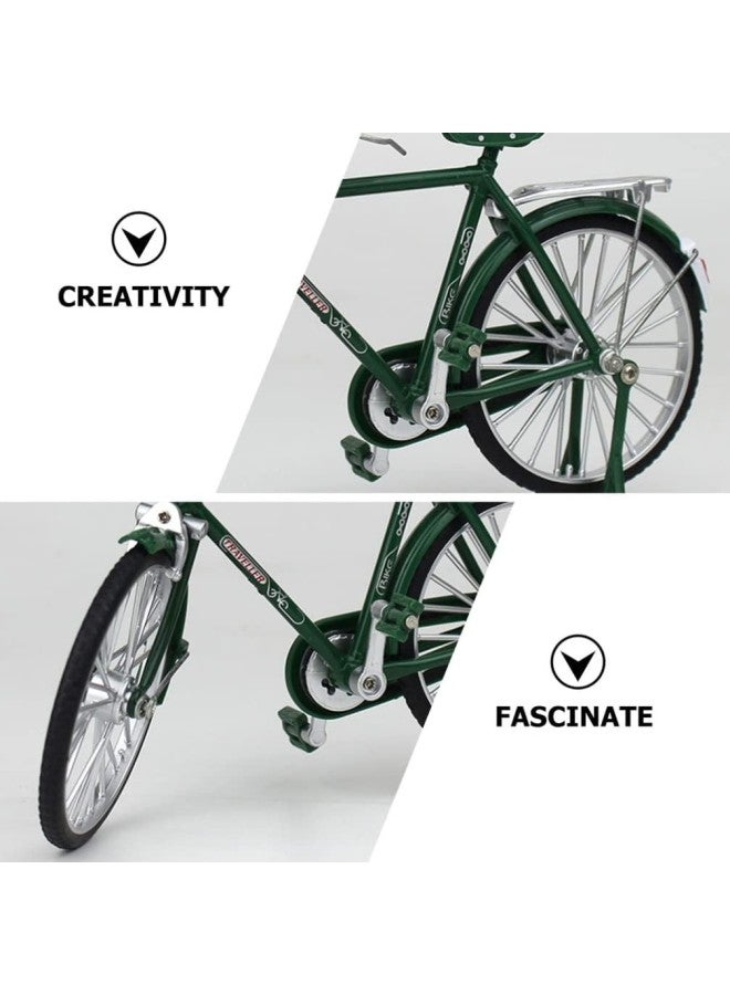 klarako Metal Bike Model Vintage Bicycle Decor 1: 10 Mini Bicycle Art Ornaments Figurines Iron Art Bike Decorative Bicycle Classic Bike Sculpture for Children Toys Gifts Green - Image 4