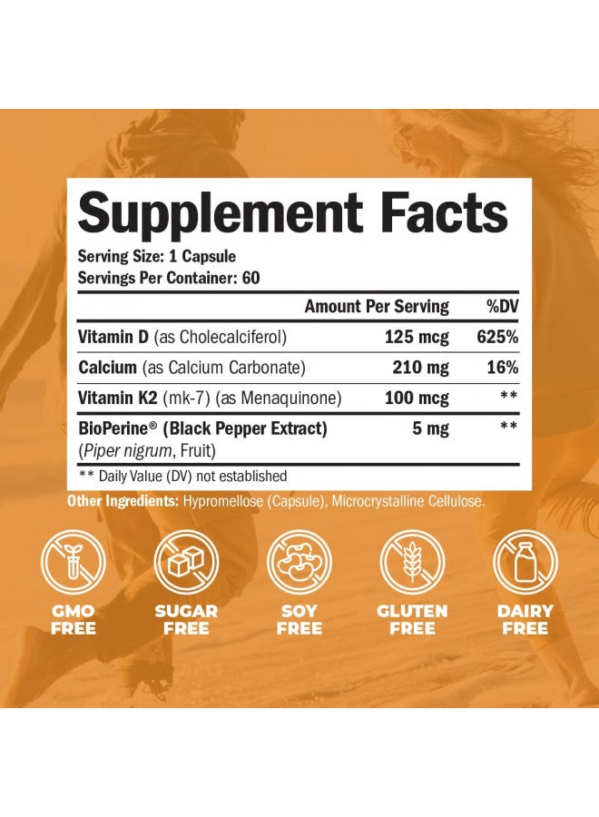 Vimerson Health Vitamin D3 & K2 with Calcium & BioPerine - Vitamin D 5000 IU - Vitamin D3 + Vitamin K2 & Calcium Supplement - Supports Overall Health: Strong Bones & Teeth, Muscles, Heart & Immune Function & Energy. - Image 3