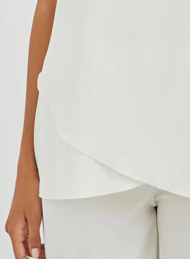 Take Two Take Two Solid Sleeveless Longline Top with Straight Leg Pants Co-Ords