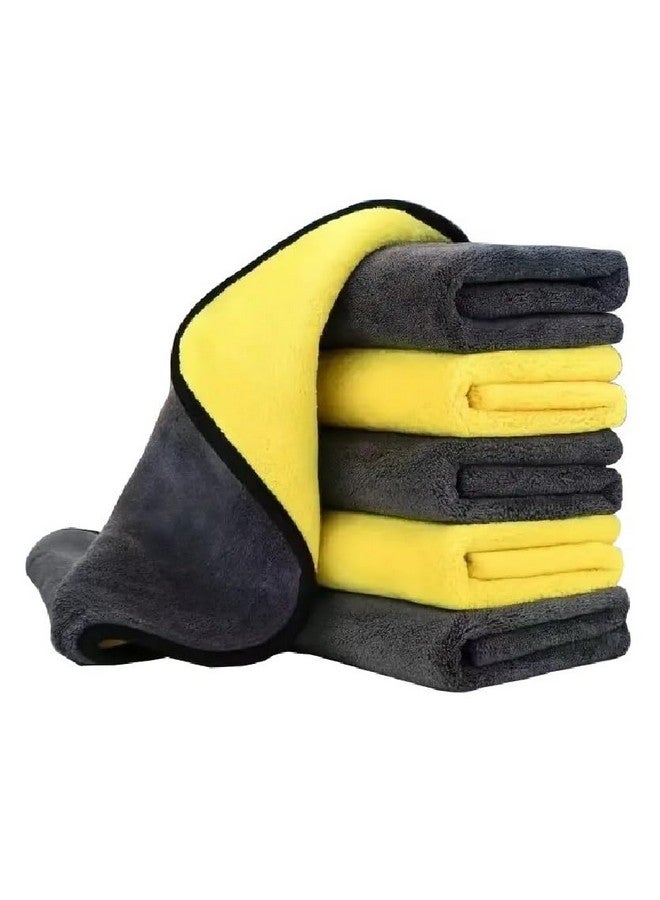 أتش أس آر منشفة تنظيف من الألياف الدقيقة HSR Car Accessices 800 GSM لتنظيف وتلميع السيارة - قماش من الألياف الدقيقة فائق السماكة مزدوج الجوانب - 40 سم × 40 سم (عبوة من 8 قطع)، أصفر ورمادي - Image 1