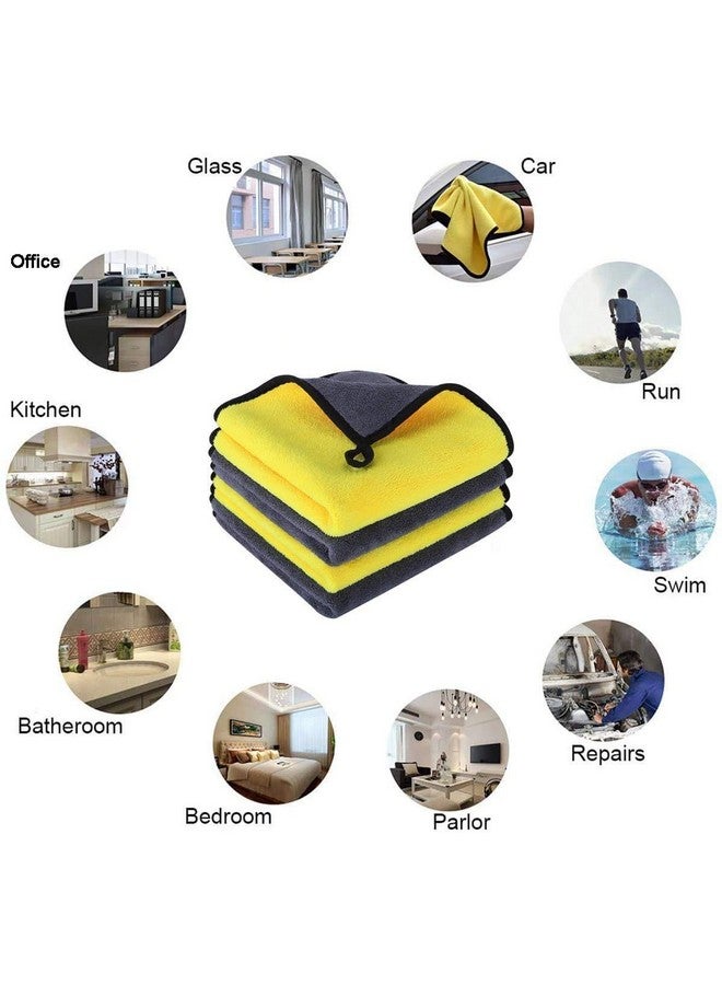أتش أس آر منشفة تنظيف من الألياف الدقيقة HSR Car Accessices 800 GSM لتنظيف وتلميع السيارة - قماش من الألياف الدقيقة فائق السماكة مزدوج الجوانب - 40 سم × 40 سم (عبوة من 8 قطع)، أصفر ورمادي - Image 2