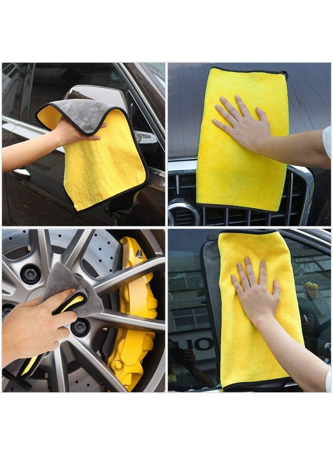 أتش أس آر منشفة تنظيف من الألياف الدقيقة HSR Car Accessices 800 GSM لتنظيف وتلميع السيارة - قماش من الألياف الدقيقة فائق السماكة مزدوج الجوانب - 40 سم × 40 سم (عبوة من 8 قطع)، أصفر ورمادي - Image 3