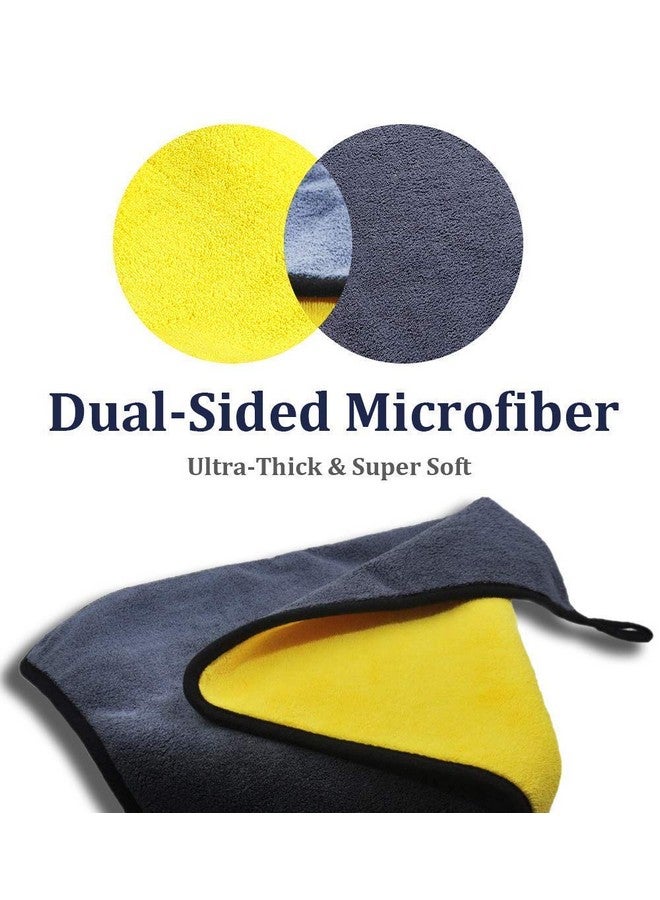 أتش أس آر منشفة تنظيف من الألياف الدقيقة HSR Car Accessices 800 GSM لتنظيف وتلميع السيارة - قماش من الألياف الدقيقة فائق السماكة مزدوج الجوانب - 40 سم × 40 سم (عبوة من 8 قطع)، أصفر ورمادي - Image 5