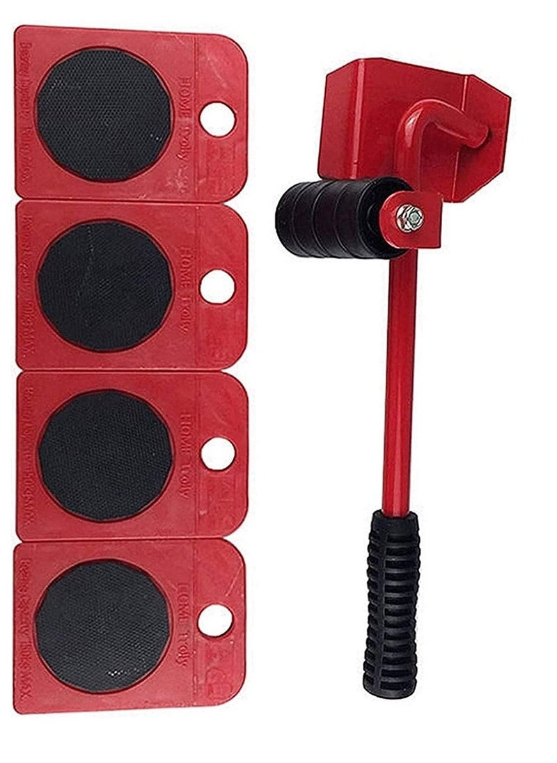 Furniture Lifter Kit, Furniture Sliders Heavy 5 Piece Set Moving Roller Kit with 1 Lifting Rod and 4 Sliding Rods Furniture Lifter Mover Tool Set for Fridge/Sofa Furniture Transport Tools Set - Image 1