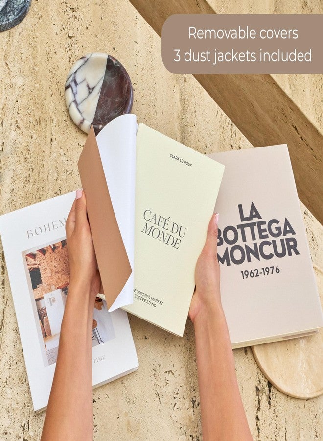 Moncur Home مجموعة كتب مونكور هوم المزيفة لتزيين طاولة القهوة، 3 كتب ديكور، ديكور غرفة بألوان محايدة، ديكور رفوف أنيق، بيج، أبيض، ألوان ترابية، صفحات فارغة حقيقية، أغطية قابلة للإزالة، لمسات ديكور منزلي مميزة - Image 2
