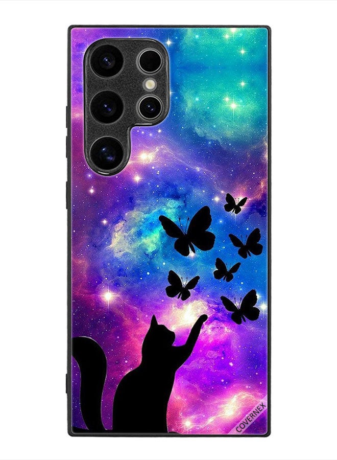 Covernex Protective Case Cover For Samsung Galaxy S24 Ultra Cat & Butterflies - Image 1