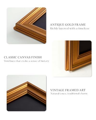 ARPEOTCY Gold Framed Canvas Art Prints12x16inch Antique Black Horse Art Painting Rustic Farmhouse Decor for Bedroom Living Room Fireplace Shelf Vintage Retro Western Pictures - Image 3