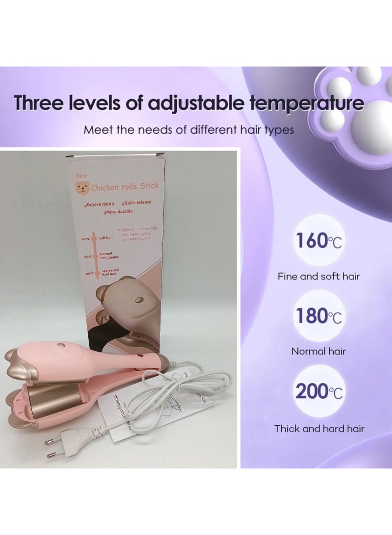 DubaiGallery Multi Functional Straight Hair Curling Stick, New cat Ear Curling Device, 32mm cat Claw Chicken Rolls Stick, Korean Wool roll, Plywood Chicken Rolls perm - Image 2