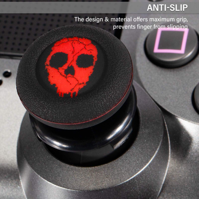 Playrealm FPS Thumbstick Extender & Printing Rubber Silicone Grip Cover 2 Sets for PS5 Dualsenese & PS4 Controller (Ghost Red) - Image 5