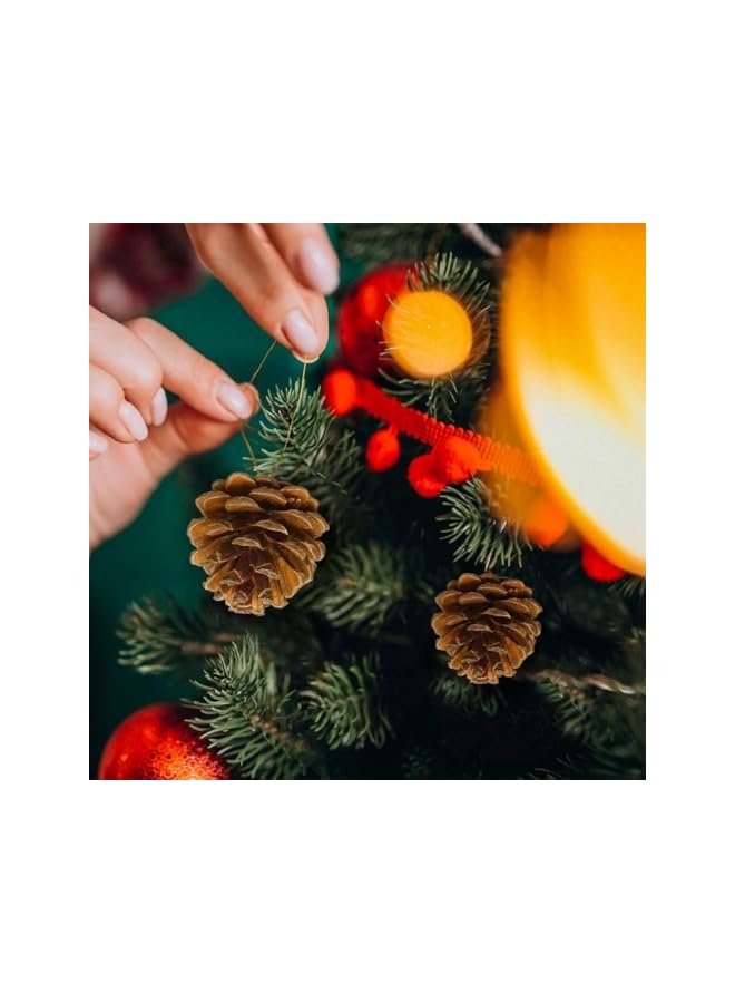 The Bros 18 Pcs Natural with String Golden Pinecone Christmas Tree Hanging Ornament for Wreath Garlands Decoration Natural Pine Cones With String for DIY Crafts Home Decoration (Gold) - Image 2