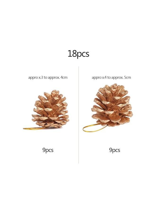 The Bros 18 Pcs Natural with String Golden Pinecone Christmas Tree Hanging Ornament for Wreath Garlands Decoration Natural Pine Cones With String for DIY Crafts Home Decoration (Gold) - Image 4