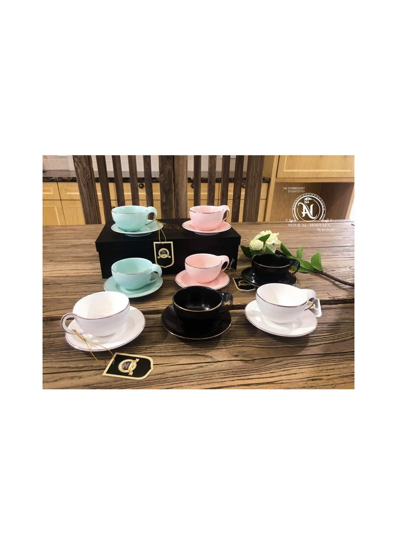 MARBLE - Coffee set, 3 colors, 12 pieces, porcelain rose marble CS3855-ROS - Image 1