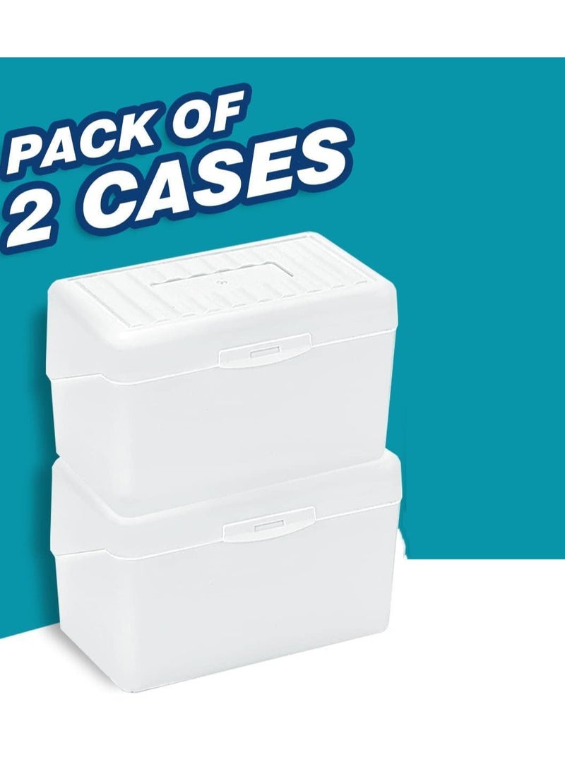 SYOSI - Index Card Holder Organizer Case 3x5 Flash Note Card Holder Index Card Holder Notecard Box Recipe Card Box Plastic Storage Organizer for Filling Index Cards Notecards Flashcards 2 Packs White - Image 1