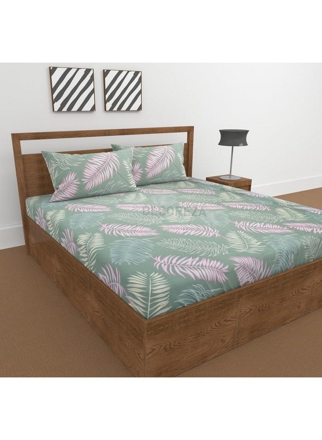 DECOREZA King Size Elastic Fitted Bedsheet with Deep Pocket Cotton Feel Bed Sheet for Double Bed, Soft, Breathable & Wrinkle-Resistant, Includes 2 Pillow Covers, Size - 72"x78" Light Mauve - Image 1