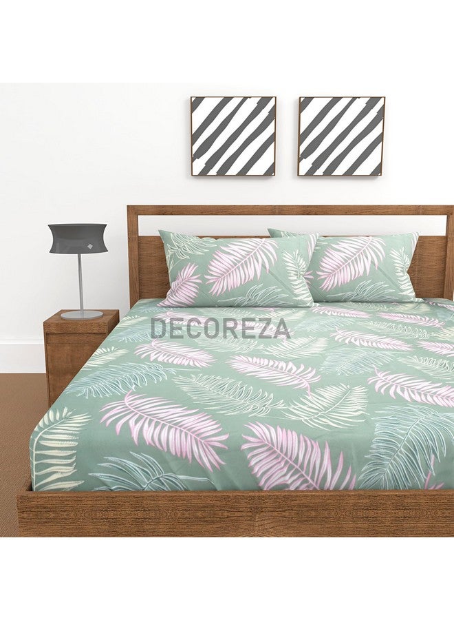 DECOREZA King Size Elastic Fitted Bedsheet with Deep Pocket Cotton Feel Bed Sheet for Double Bed, Soft, Breathable & Wrinkle-Resistant, Includes 2 Pillow Covers, Size - 72"x78" Light Mauve - Image 2