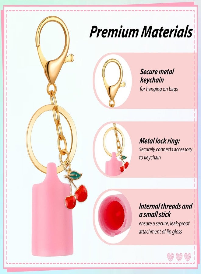 بينج شاو ماي مجموعة Pengxiaomei المكونة من 5 أغطية لمرطب الشفاه، مثالية لأيام الجمعة الصيفية، وحامل مرطب الشفاه مع سلسلة مفاتيح مزودة بمشبك معدني، هدية رائعة لعيد الصداقة، سلسلة مفاتيح محمولة لحامل مرطب الشفاه. - Image 3
