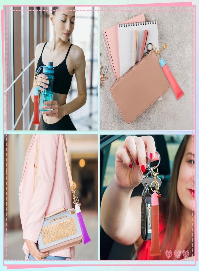 بينج شاو ماي مجموعة Pengxiaomei المكونة من 5 أغطية لمرطب الشفاه، مثالية لأيام الجمعة الصيفية، وحامل مرطب الشفاه مع سلسلة مفاتيح مزودة بمشبك معدني، هدية رائعة لعيد الصداقة، سلسلة مفاتيح محمولة لحامل مرطب الشفاه. - Image 4