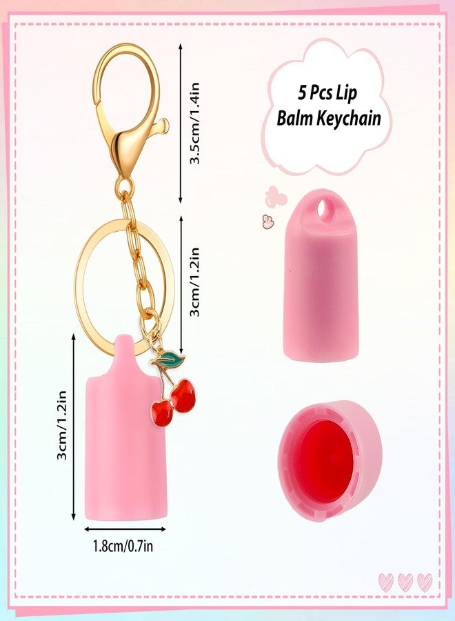 بينج شاو ماي مجموعة Pengxiaomei المكونة من 5 أغطية لمرطب الشفاه، مثالية لأيام الجمعة الصيفية، وحامل مرطب الشفاه مع سلسلة مفاتيح مزودة بمشبك معدني، هدية رائعة لعيد الصداقة، سلسلة مفاتيح محمولة لحامل مرطب الشفاه. - Image 2