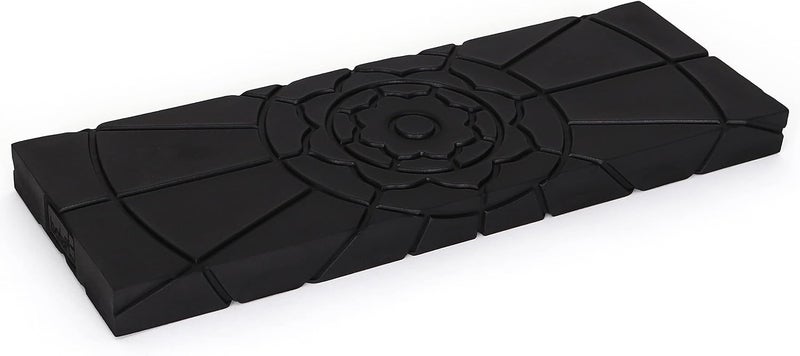 Teak Meditation Bench - Kneeling & Folding - Seiza Yoga & Prayer Bench (Black Foam Pad)