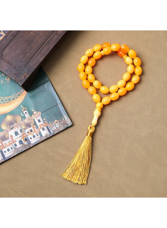 NIBEMINENT 33 Muslim Prayer Beads Yellow/12mm 
