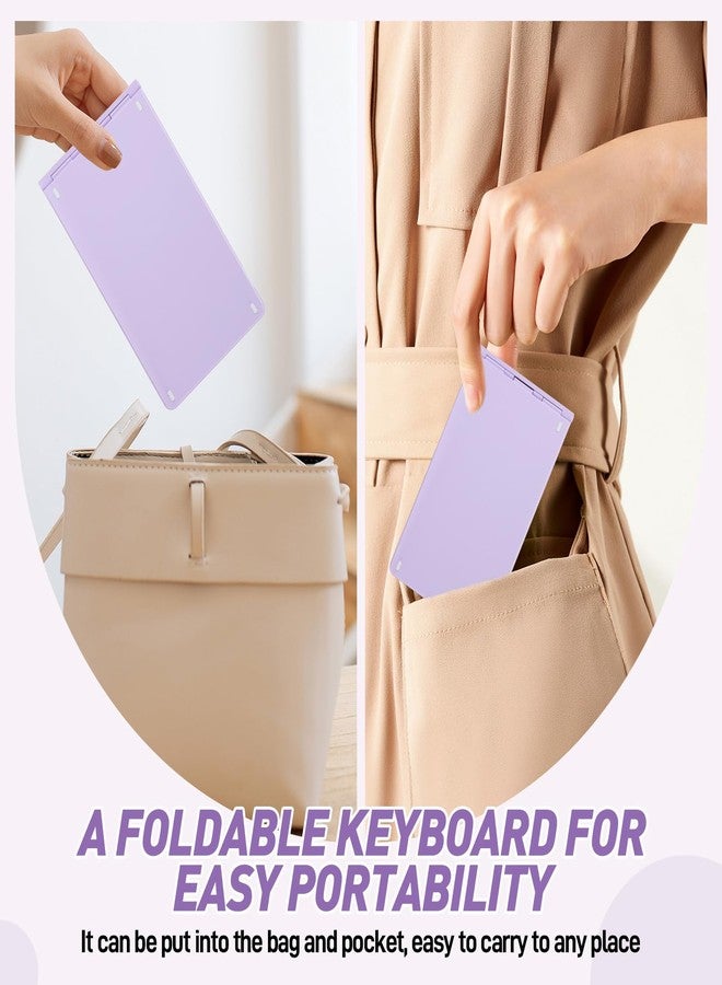 Guiheng Foldable Mini Rechargeable Bluetooth Keyboard and Mouse Combo, 2.4G Wireless and Bluetooth,(Sync Up to 3 Devices), Ultra-Slim Travel Folding Keyboard for iPhone iPad Mac Android Windows iOS(Purple) - Image 4